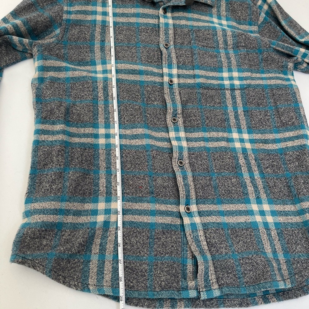 Prana Blue and Gray Textured Fabric Woodman Flannel Size Large - Picture 7 of 9